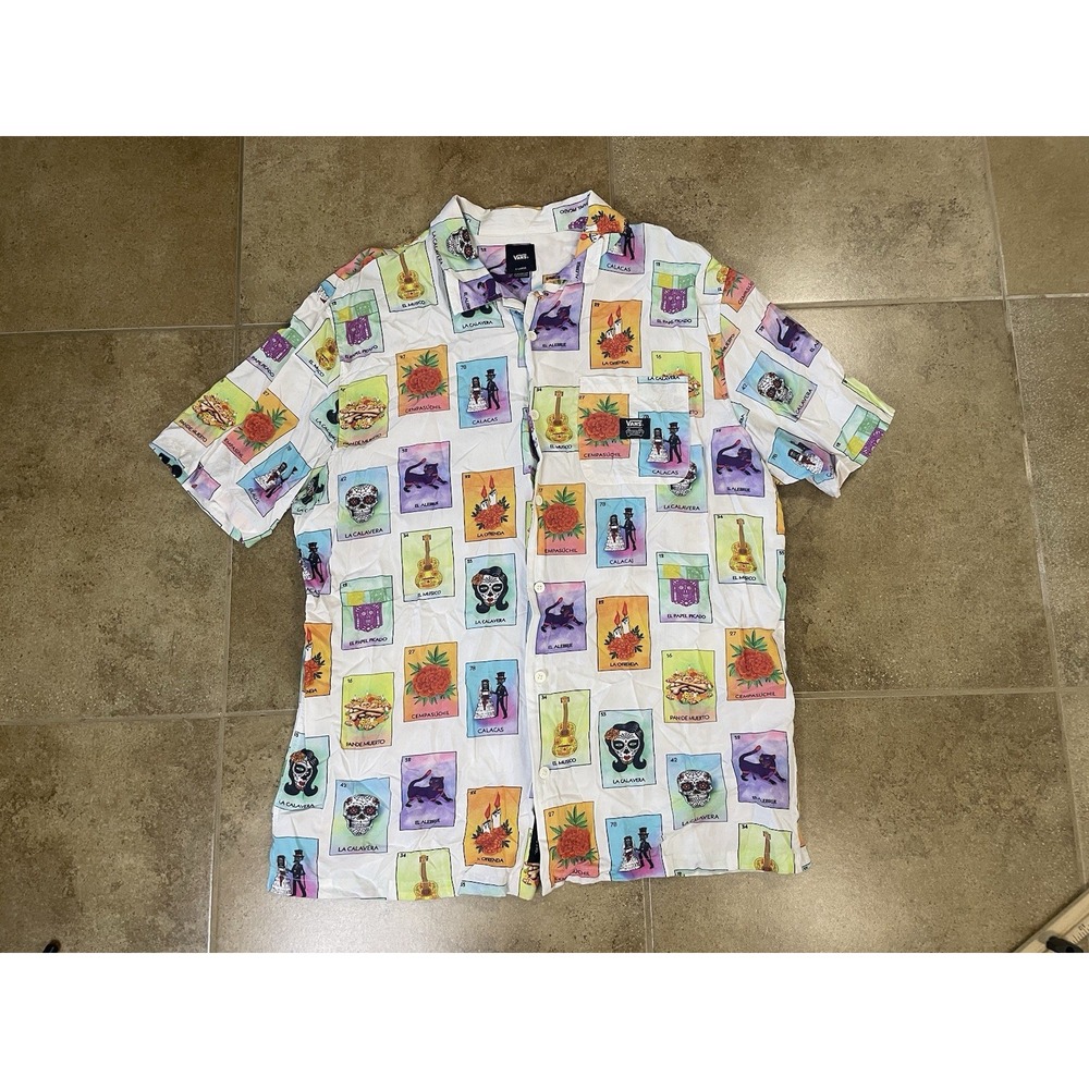 Vans Loteria Don Clemente Mens Sz XL Short Sleeve Shirt Button Down Skateboard